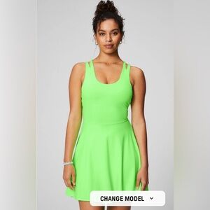 Fabletics Boost Performance Dress Neon Green ✨ Pockets & Built In Shorts SMALL